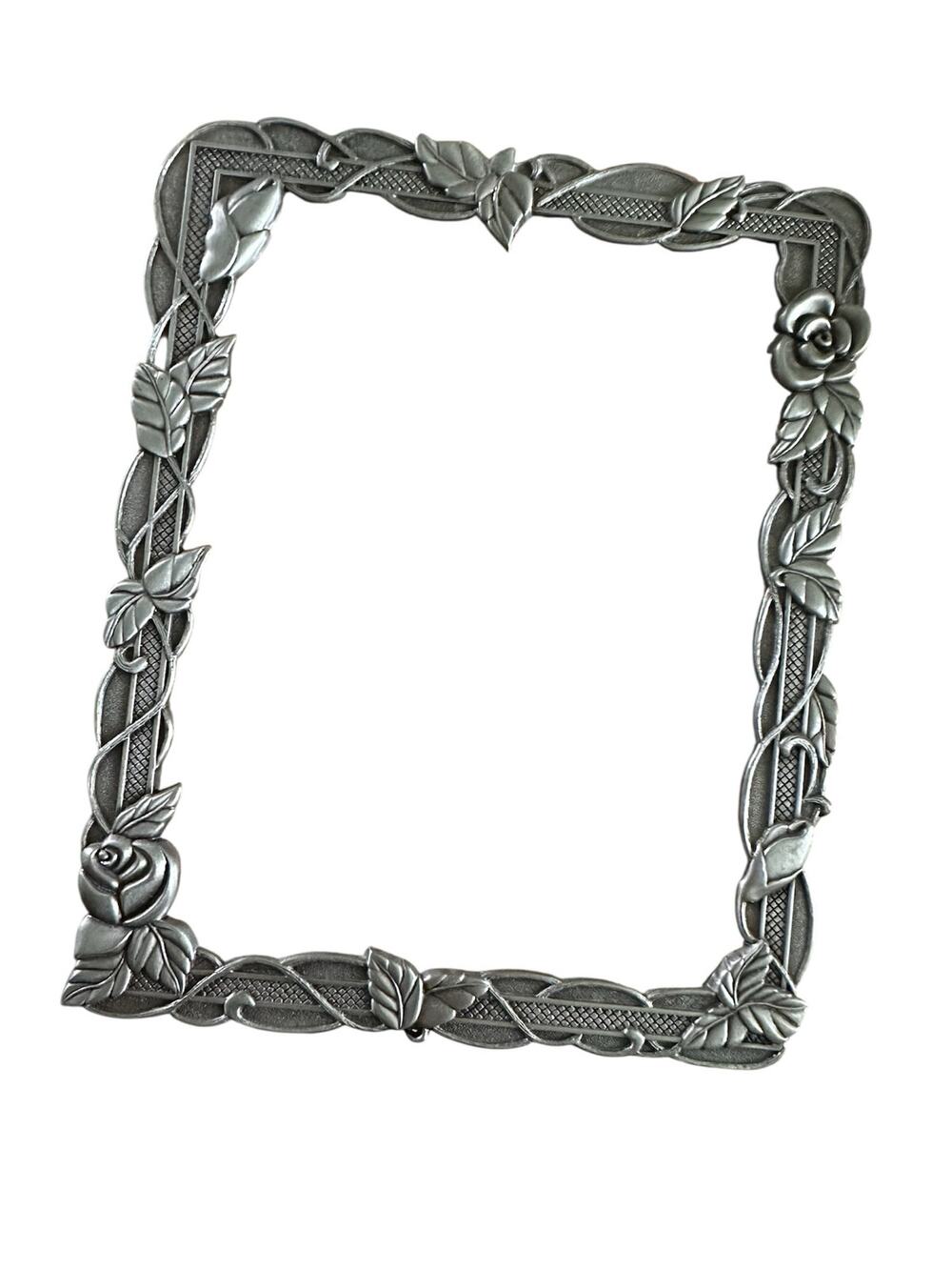 Metal Floral frame vintage art photo picture display framing silver Victorian